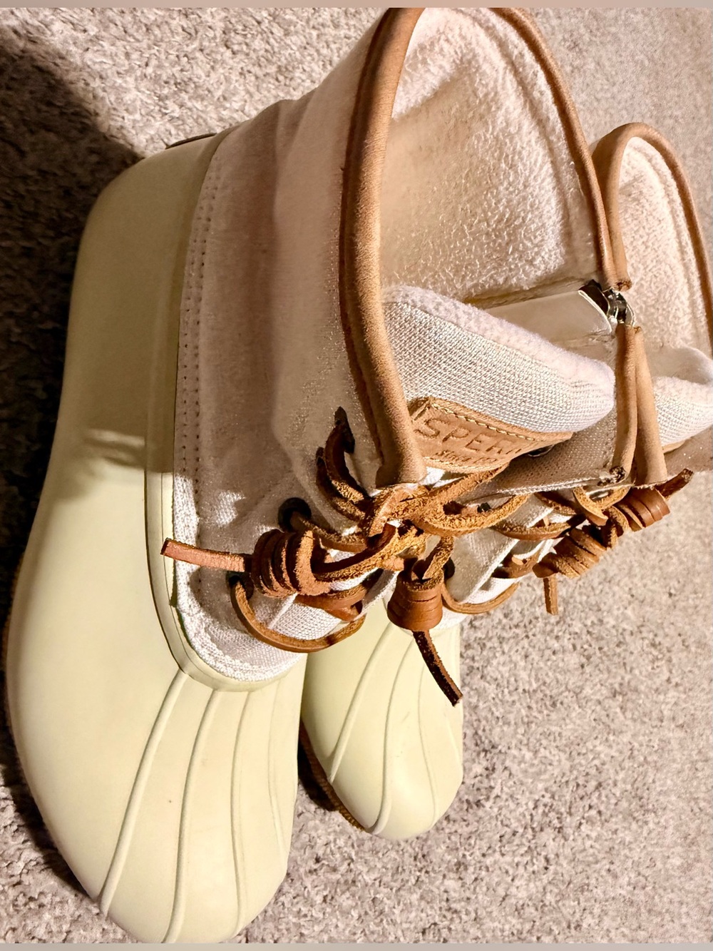 Sperry Top-Sider Cream and Tan Waterproof Rubber Duck Boots - Picture 9 of 11